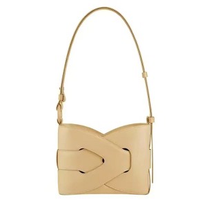 Paaaawaters Women's Medium Structured Faux Leather Stitched Shoulder Bag Knot Detail Beige - 1 of 1