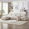 TiramisuBest 126" L-Shaped Corduroy Sofa w/ Cup Holder, Movable Footrest, 4 Waist & Back Pillows, USB & Type-C Ports,Beige - 2 of 4