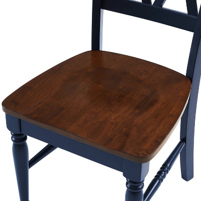 Navy High Cross Back Wood Side Chair Set