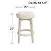 55 Downing Street Shelby White Wood Swivel Bar Stool 26" High Farmhouse Rustic Oatmeal Upholstered Cushion with Footrest for Kitchen Counter Height - 4 of 4
