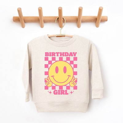 The Juniper Shop Birthday Girl Checkered Toddler Graphic Sweatshirt