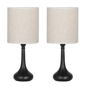 Oumilen Black Bedside Table Lamps with White Shade, Set of 2 - 1 of 1