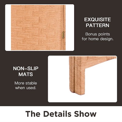 Natural Woven Wood 4-Panel Folding Room Divider