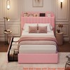 Twin/FULL/Queen/Twin XL Size Kids'Bed Frame with 2 Flexible Drawers, Boucle Upholstered Platform Bed Frame w/ Bookcase Headboard, Bedframe - 4 of 4