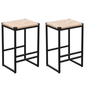 NicBex Round Bar Stools Set of 2 Modern Velvet Counter Stools with Back, Footrest and Metal Frame for Pub, Dining Room - 1 of 4