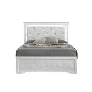 Twin Size Upholstered Platform Bed with LED Headboard for Bedroom - 1 of 4