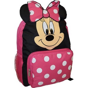 Mochila escolar de 14 pulgadas con cara grande de Minnie Mouse de Disney