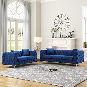 Contemporary  with Deep Button Tufting Dutch Velvet -Morden Fort - 1 of 4