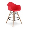 HomeRoots 28" Red And Brown Heavy Duty Plastic And Solid Wood Low Back Counter Height Bar Chair - 4 of 4
