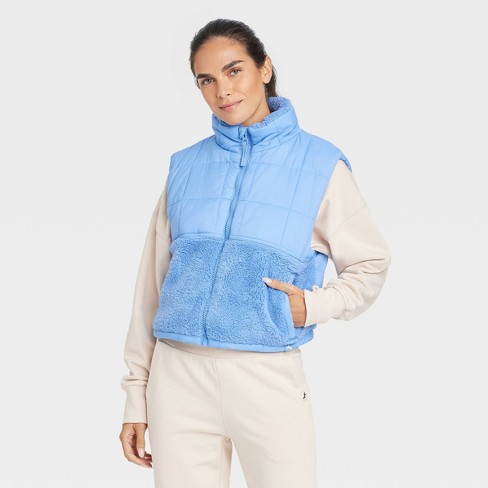 Women's High Pile And Quilted Vest - Joylab™ Light Blue L : Target