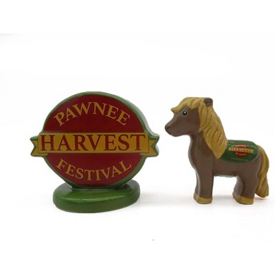 Silver Buffalo Parks and Rec Lil Sebastian Harvest Festival Ceramic Salt and Pepper Shaker Set