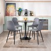 FurnitureR Dining Chairs Set of 4, Fabric Comfy Seat Armless Side Chairs with Metal Legs Mid Century for Home Kitchen Reception Room, Slubbed Grey - 3 of 4
