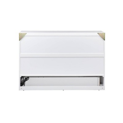 White Coastal Queen Murphy Bed Chest with Charging Station