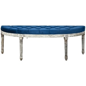 TiramisuBest Vintage Semi-Circle End of Bed Bench, Upholstered Bedroom Entryway Bench with Tufted Velvet-Touch Fabric & Rubberwood Legs, Gray - 1 of 4