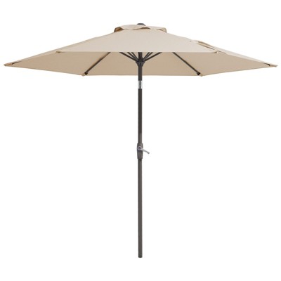 Hyleory 7.5' Sunbrella with 6 ribs,Hyleory Tilt Market Patio Umbrella with Oval Ribs Iron Pole, Sturdy and Adjustable