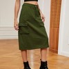 Clearlove Women's Blue Denim Cargo Skirt Elastic Waist Button Up Midi Jean Skirt with Flap Pockets. - 2 of 4