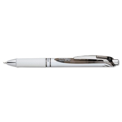 Pentel EnerGel RTX Retractable Liquid Gel Pen .5mm White/Black Barrel Black Ink BLN75PWA