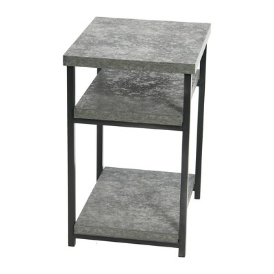 Gray Faux Concrete Slate Industrial Side Table