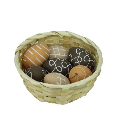 Northlight 7ct Painted Design Spring Easter Egg Ornaments 2.25" - Brown/White