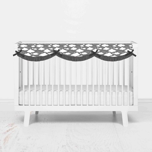 Bacati - Clouds in the City White/Gray Long Side Crib Rail Guard Cover - image 1 of 4