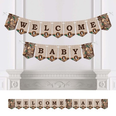 Big Dot of Happiness Gone Hunting - Deer Hunting Camo Baby Shower Bunting Banner - Party Decorations - Welcome Baby