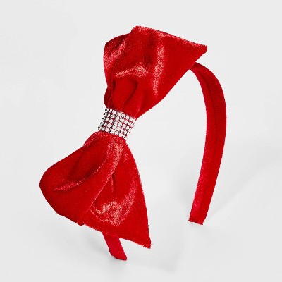 Girls' Stone Velvet Bow Headband - Cat & Jack™ Red