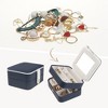 Unique Bargains PU Leather 2 Layer Storage Display Holder Jewelry Box with Mirror and Removable Jewelry Tray for Women - 2 of 4