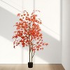 Artificial Maple Tree, Large Faux Autumn Maple with Plastic Pot - Lifelike Silk Fall Decor for Home, Thanksgiving, Living Room, Party (4Ft/5Ft/6Ft) - 2 of 4