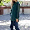 Amaryllis Women's Boat Neck Top with Sheer Textured Chevron Balloon Sleeves Relaxed Fit Versatile Pullover - 4 of 4