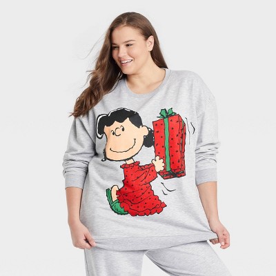 Adult Unisex Peanuts Family Holiday Graphic Sweatshirt - Light Gray Wash
