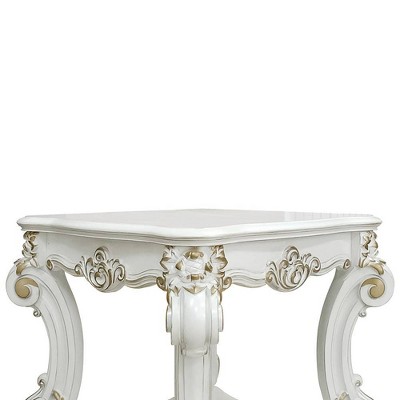 Antique Pearl Square End Table with Scrolled Legs
