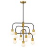 Neutra 9-Light Art Deco Chandelier - Steel Structure with Opal Glass Globes, Dimmable - 2 of 4