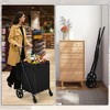 Folding Shopping Cart with Wheels Rolling Foldable Grocery Cart w/Double Basket - 2 of 4