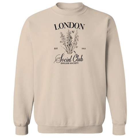 Rerun Island Women s London Social Club Long Sleeve Oversized Graphic Cotton Sweatshirt Sand 3x Target