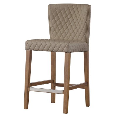 New Pacific Direct Albie Diamond Stitching PU Leather Counter Stool - Beige / Danburry Dune (Pack of 1)