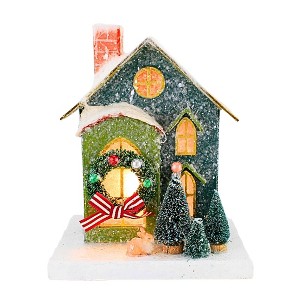 Cody Foster 7.0 Inch Petite Green House Christmas Putz House , Christmas Decor Putz Christmas (1PC) - 1 of 4