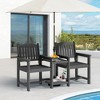 Hyleory HDPE Double Outdoor Chair with 2-Tier Side Table, Weather Resistant Patio Loveseat with Built-In Table - 3 of 4
