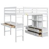 YOOCOZZ Full Size Loft Bed with Built-in Desk with Two Drawers, and Storage Shelves and Drawers - White - 2 of 4