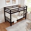 MAYEERTY Twin over Full Bunk Bed with Ladder, Wooden Bed Frame with High Guardrail and Ladder for Kids, No Box Spring Needed, Espresso - 3 of 4