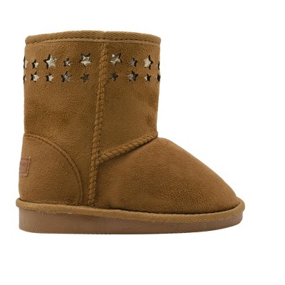 Rampage Girls' Big Kid Slip On Mid High Microsuede Winter Boots with Shimmer Stars