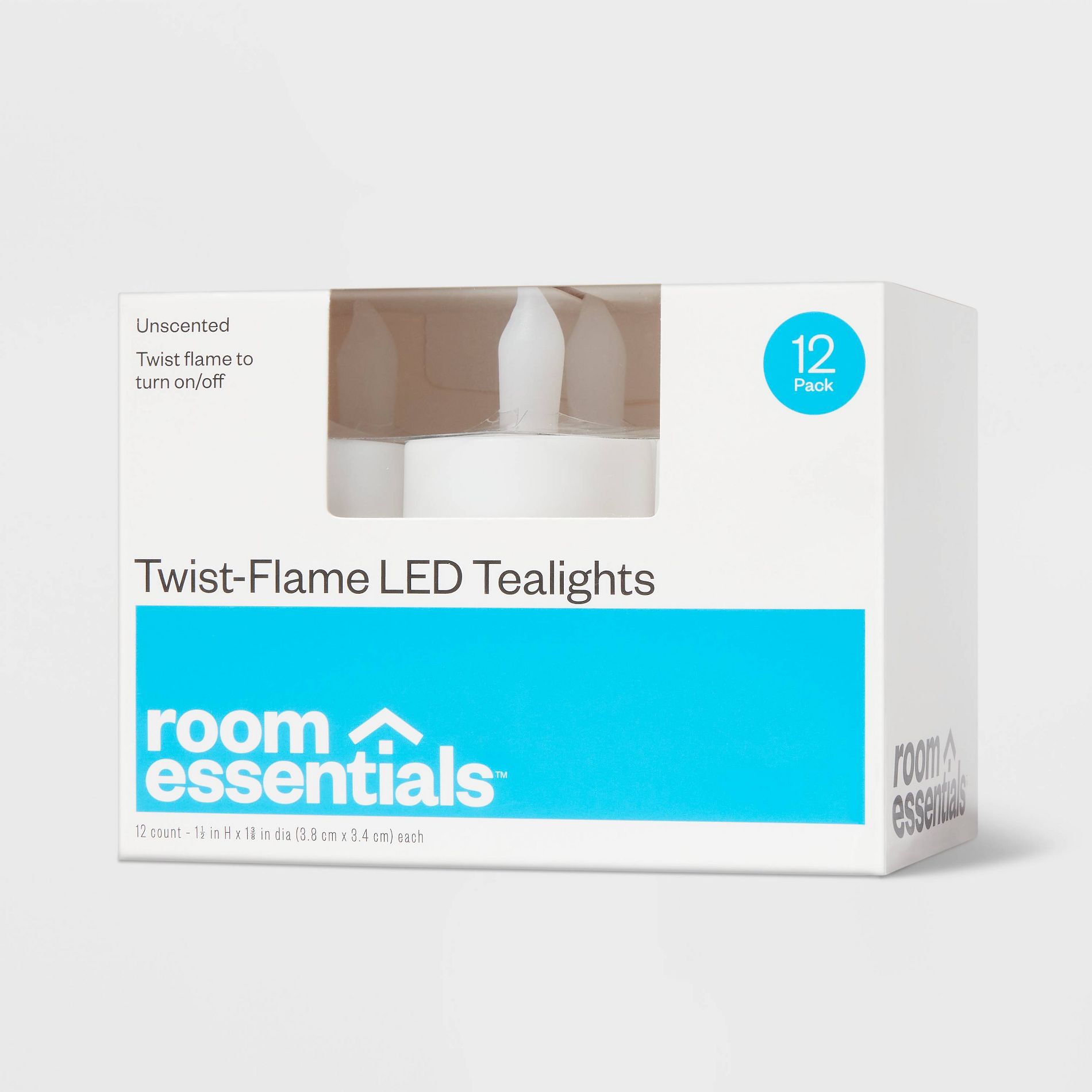 12ct Twist-Flame LED Tealight Candles White - Room Essentials™: Battery-Operated, Plastic Housing