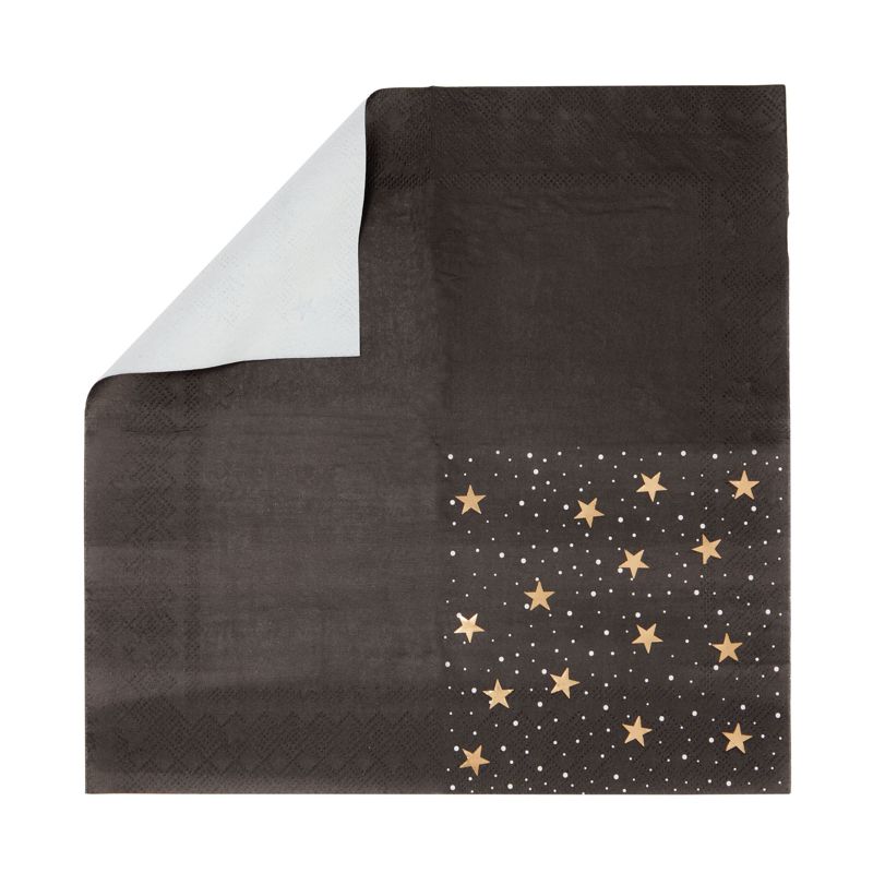 Blue Panda 50 Pack Starry Night Black and Gold Napkins for Cocktails Napkins and Party Supplies (5 x 5 Inches), 4 of 7