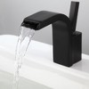 Yukimo Waterfall Spout Single Joystick Handle Bathroom Sink Faucet in Matte Black - 2 of 4