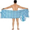 LA LEELA Men's Sarong Aloha Swim Beach Pareo Wrap One Size Allover Leafs Blue - 4 of 4