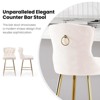 Bencmate Dining Chairs Bar Stools Set of 2, Velvet Counter Height Bar Stools with Metal Legs, Button Tufted, Beige, 17.7"*17.5"*26" - 4 of 4