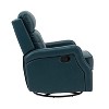 Set of 2 Basilio 28.74 Wide Tufted Wooden Upholstery Genuine Leather Swivel Rocker Recliner with Nailhead Trims| ART OF LIVING DESIGNS - 3 of 4