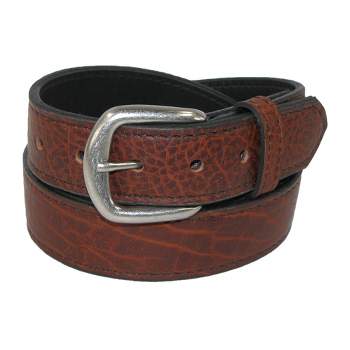 Boston Leather Men's Big & Tall Bison Leather Belt with Removable Buckle