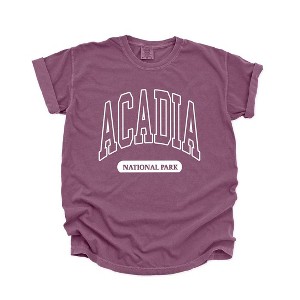 Simply Sage Market Women's Arcadia National Park Varsity Short Sleeve Garment Dyed Tee - 1 of 4