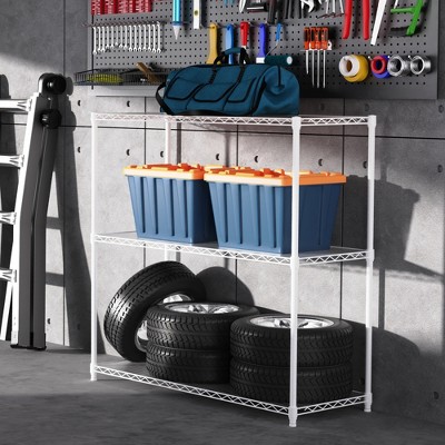 ALEXOUN Standing Metal Storage Shelves,Adjustable Carbon Steel Wire Shelving Rack,for Garage Kitchen
