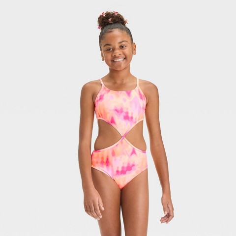 Art Class Girls' Tie-Dye Design One Piece Swimsuit - art Class™ L
